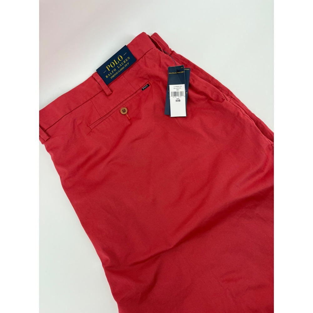 Polo Ralph‎ Lauren Men  50 Big  Stretch Classic Fit Red Chino Golf Shorts